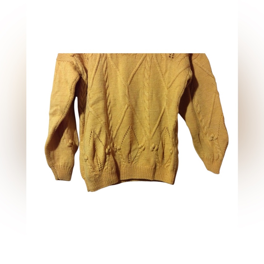 Handmade Yellow Knit Pullover Sweater Juniors/Girls Size M - Picture 8 of 8